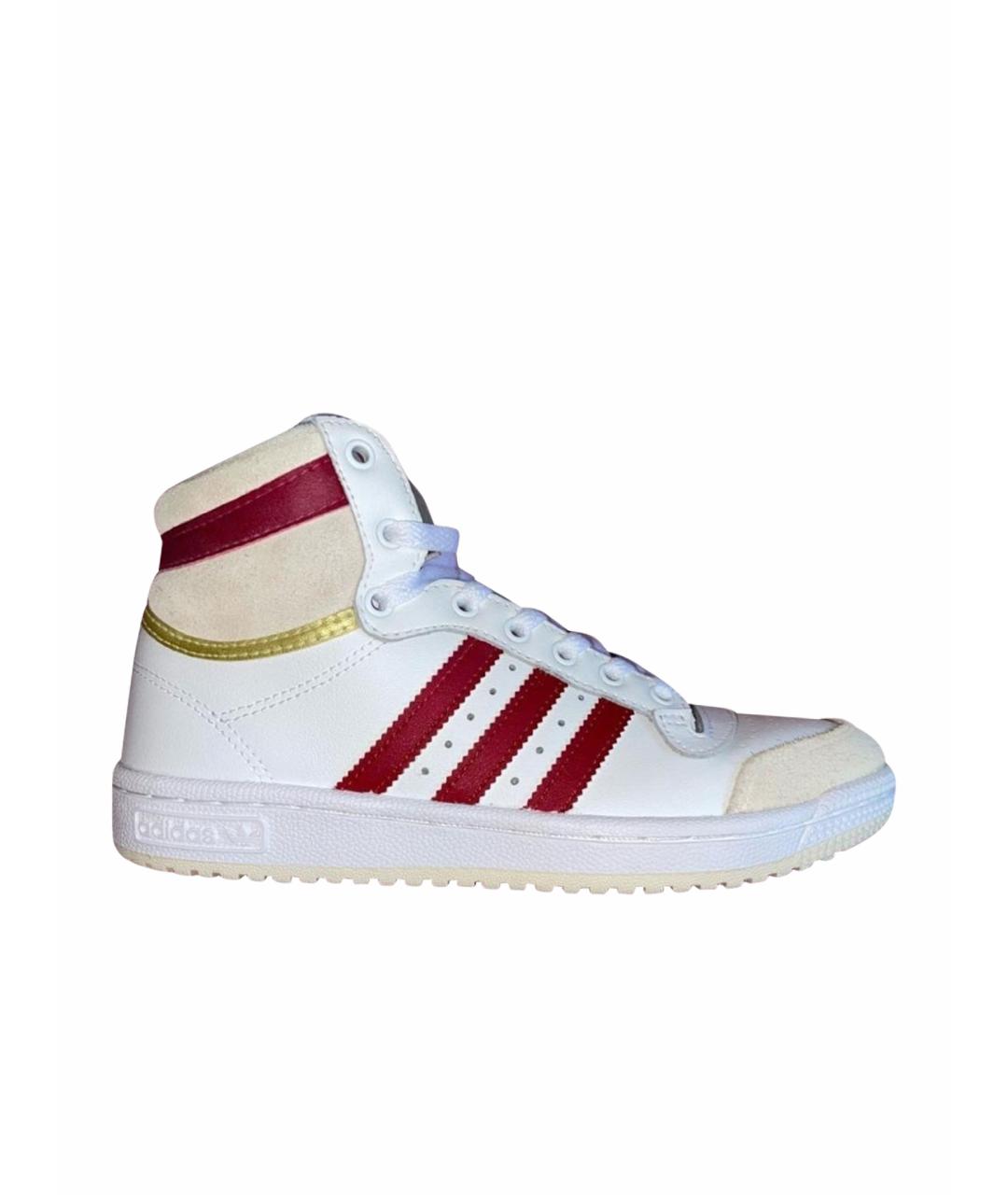 ADIDAS Белые кожаные высокие кроссовки / кеды, фото 1