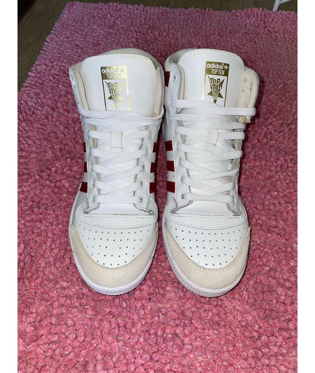 ADIDAS Белые кожаные высокие кроссовки / кеды, фото 2