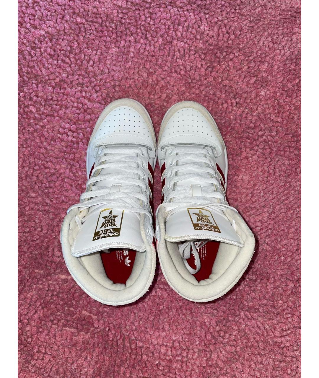 ADIDAS Белые кожаные высокие кроссовки / кеды, фото 3