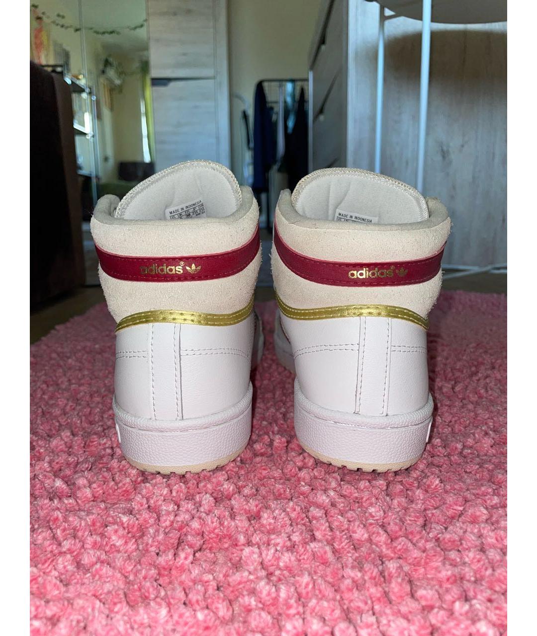 ADIDAS Белые кожаные высокие кроссовки / кеды, фото 4