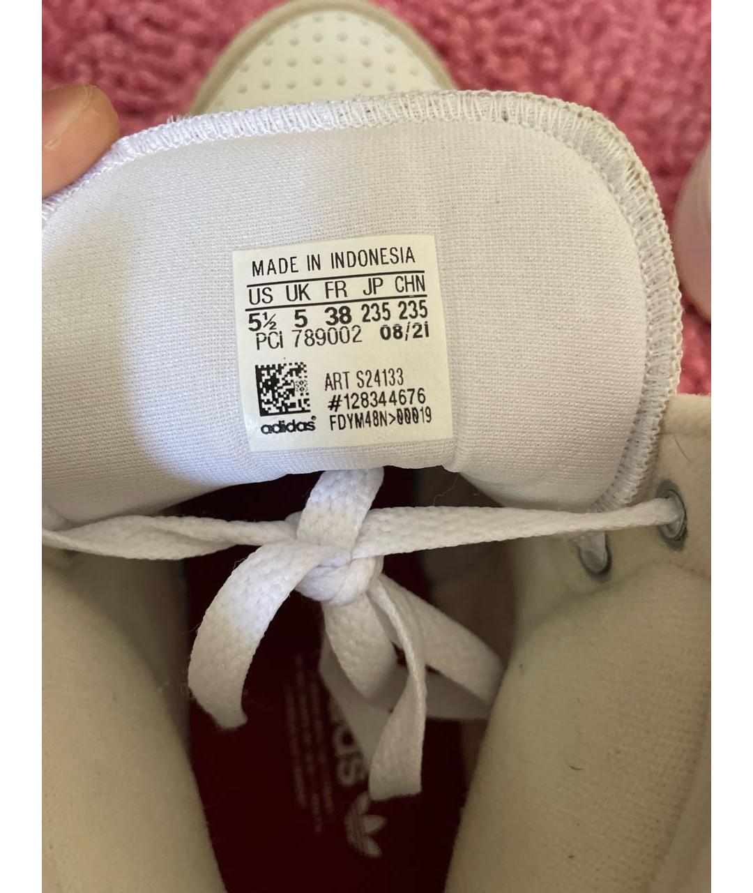 ADIDAS Белые кожаные высокие кроссовки / кеды, фото 5
