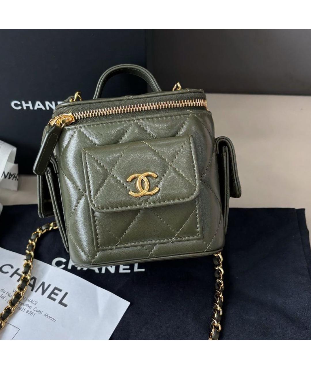 CHANEL Зеленая кожаная сумка через плечо, фото 8