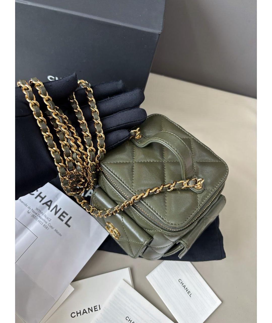 CHANEL Зеленая кожаная сумка через плечо, фото 5