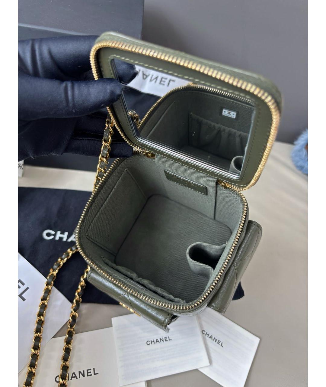 CHANEL Зеленая кожаная сумка через плечо, фото 6