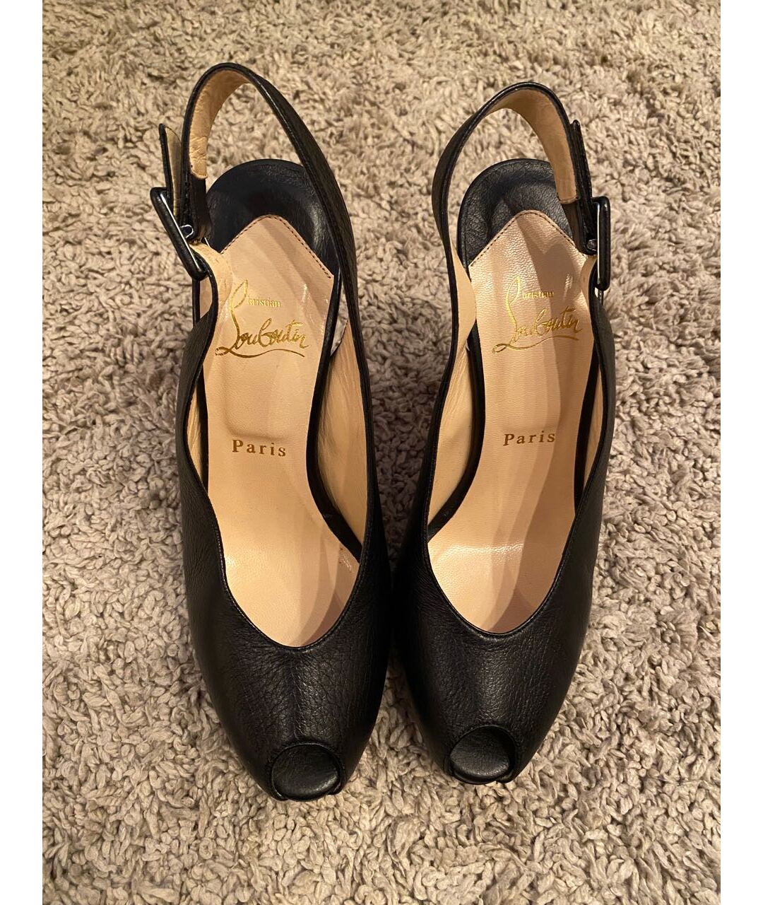 CHRISTIAN LOUBOUTIN Черные кожаные туфли, фото 6