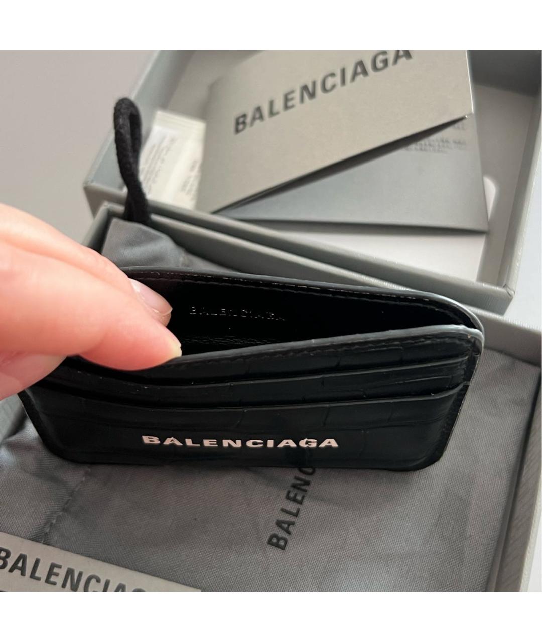 BALENCIAGA Черный кожаный кардхолдер, фото 4