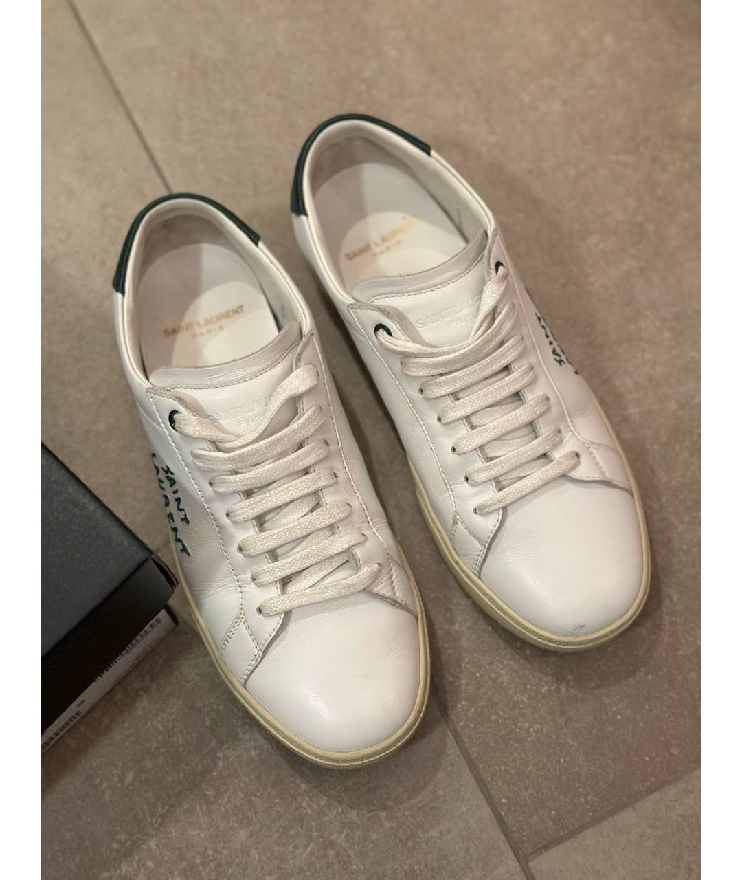 SAINT LAURENT Белые кожаные кеды, фото 8