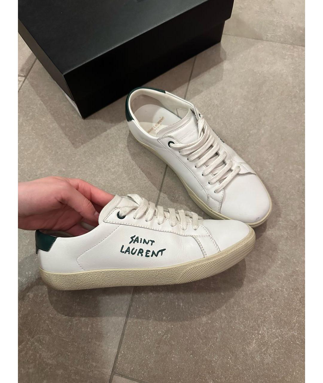 SAINT LAURENT Белые кожаные кеды, фото 9