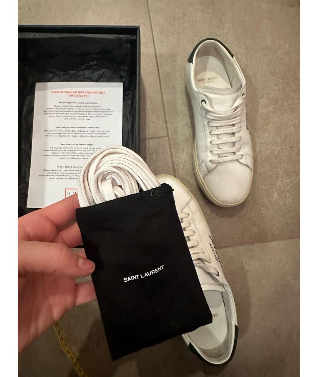 SAINT LAURENT Белые кожаные кеды, фото 5