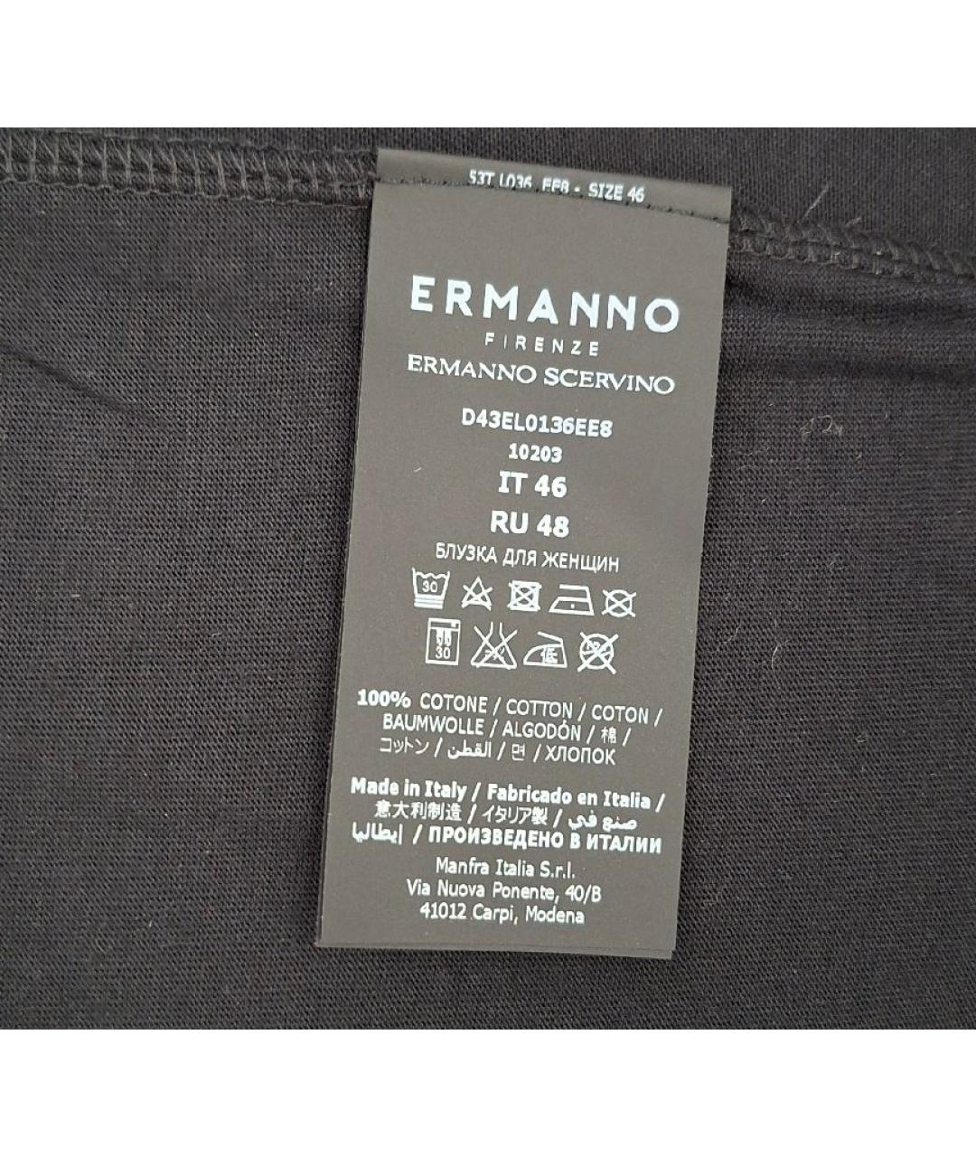 ERMANNO FIRENZE Черная хлопковая футболка, фото 5