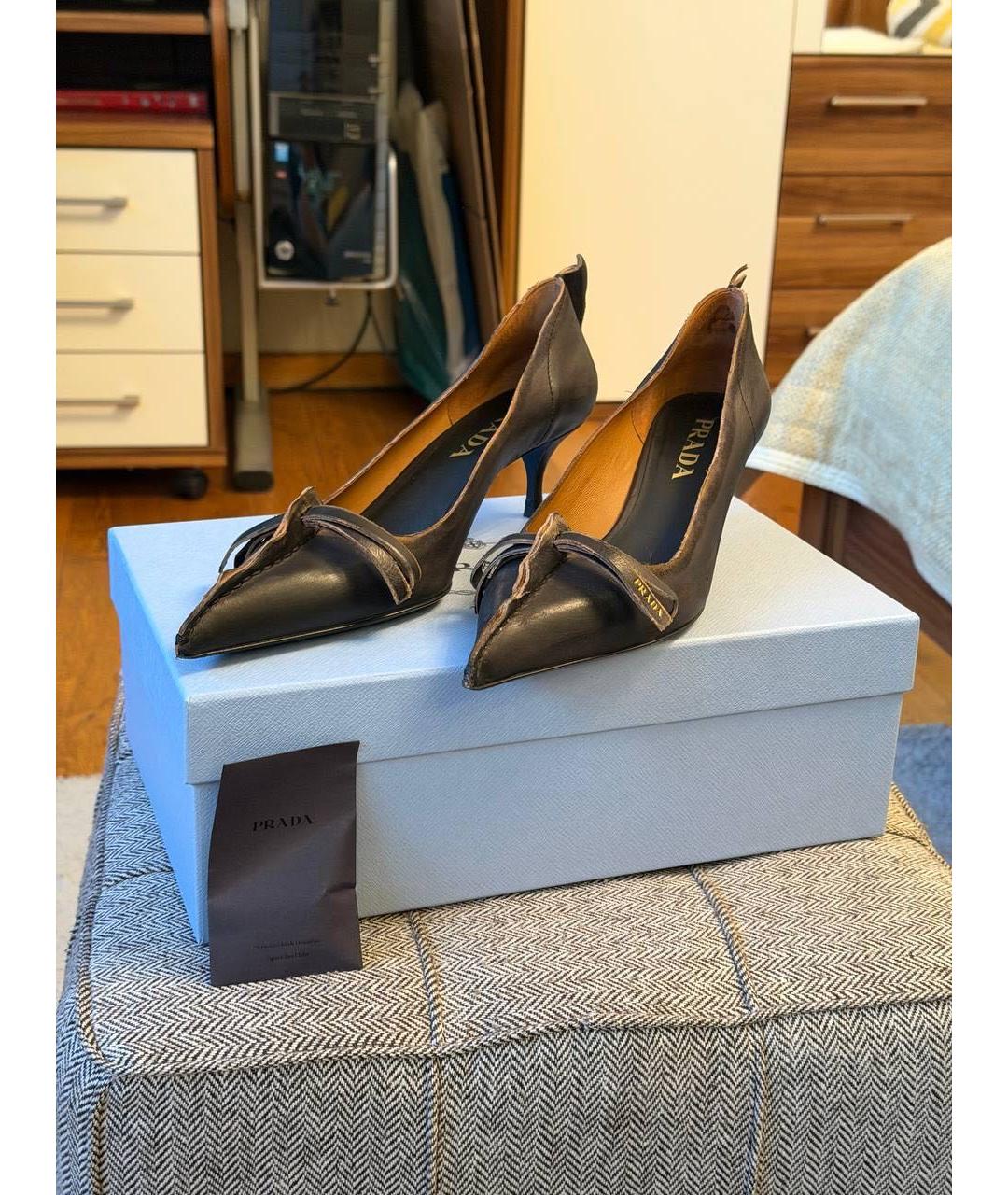 PRADA Черные кожаные туфли, фото 9