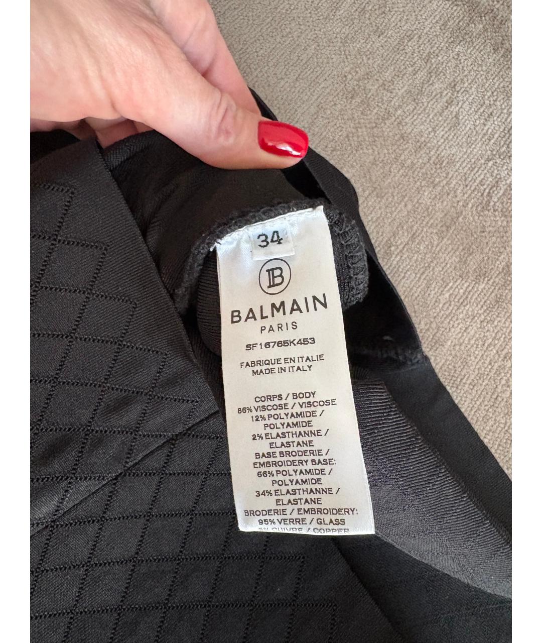 BALMAIN Черное вискозное коктейльное платье, фото 3