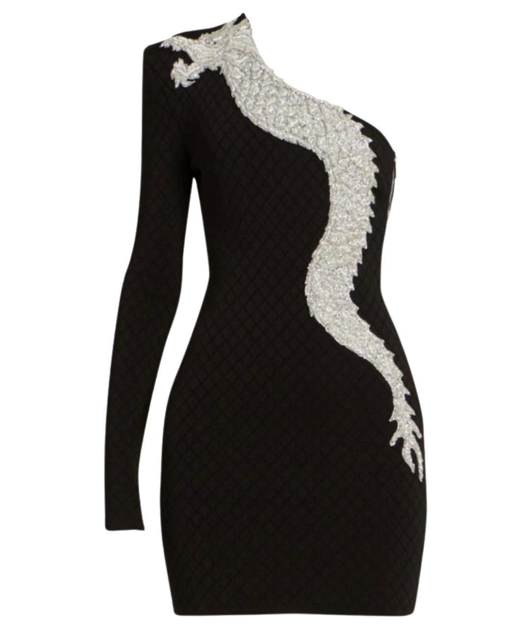 BALMAIN Черное вискозное коктейльное платье, фото 1