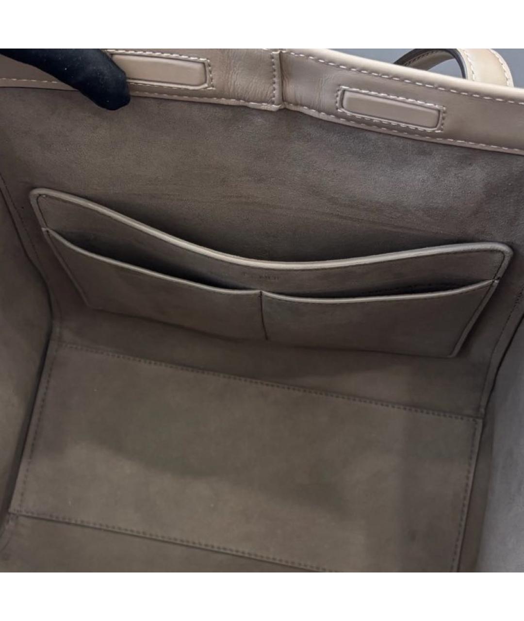 FENDI Серая кожаная сумка тоут, фото 8