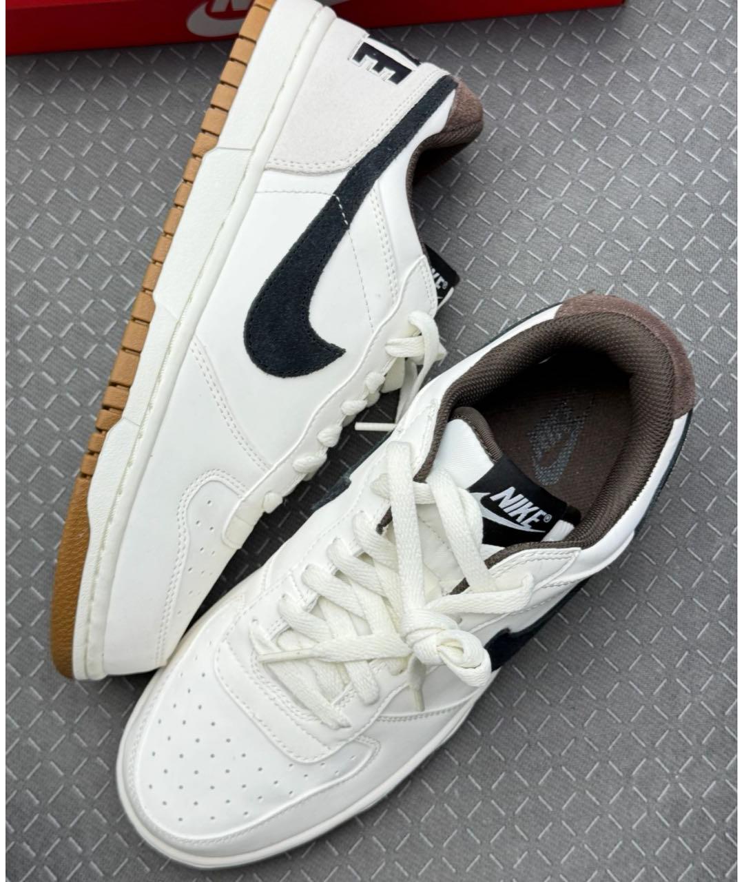 NIKE Бежевые кожаные низкие кроссовки / кеды, фото 5