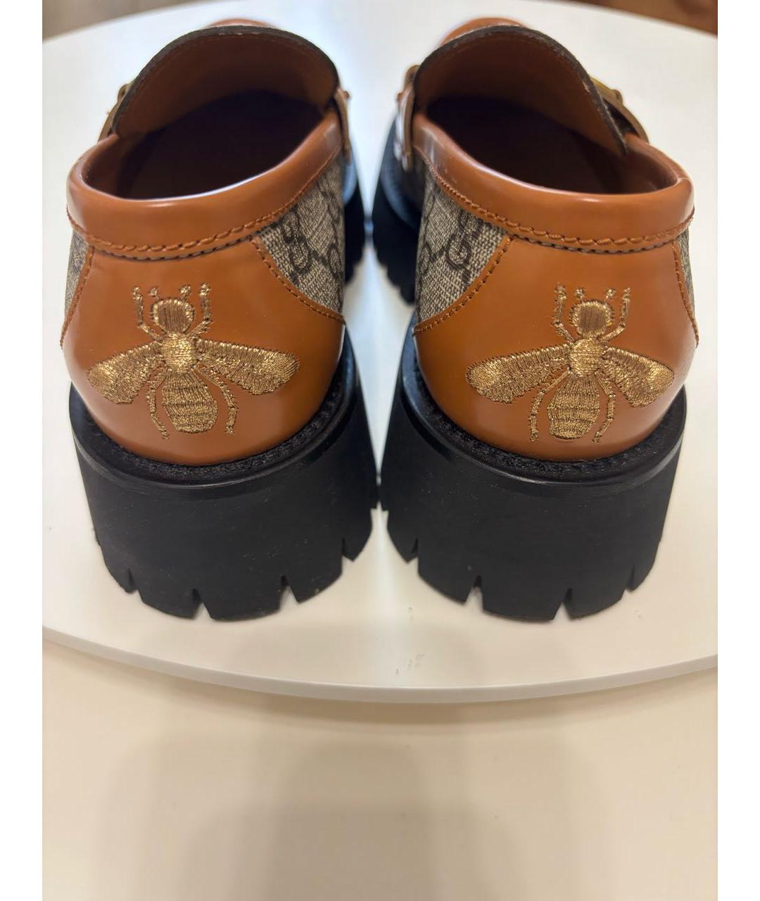 GUCCI Бежевые текстильные лоферы, фото 4