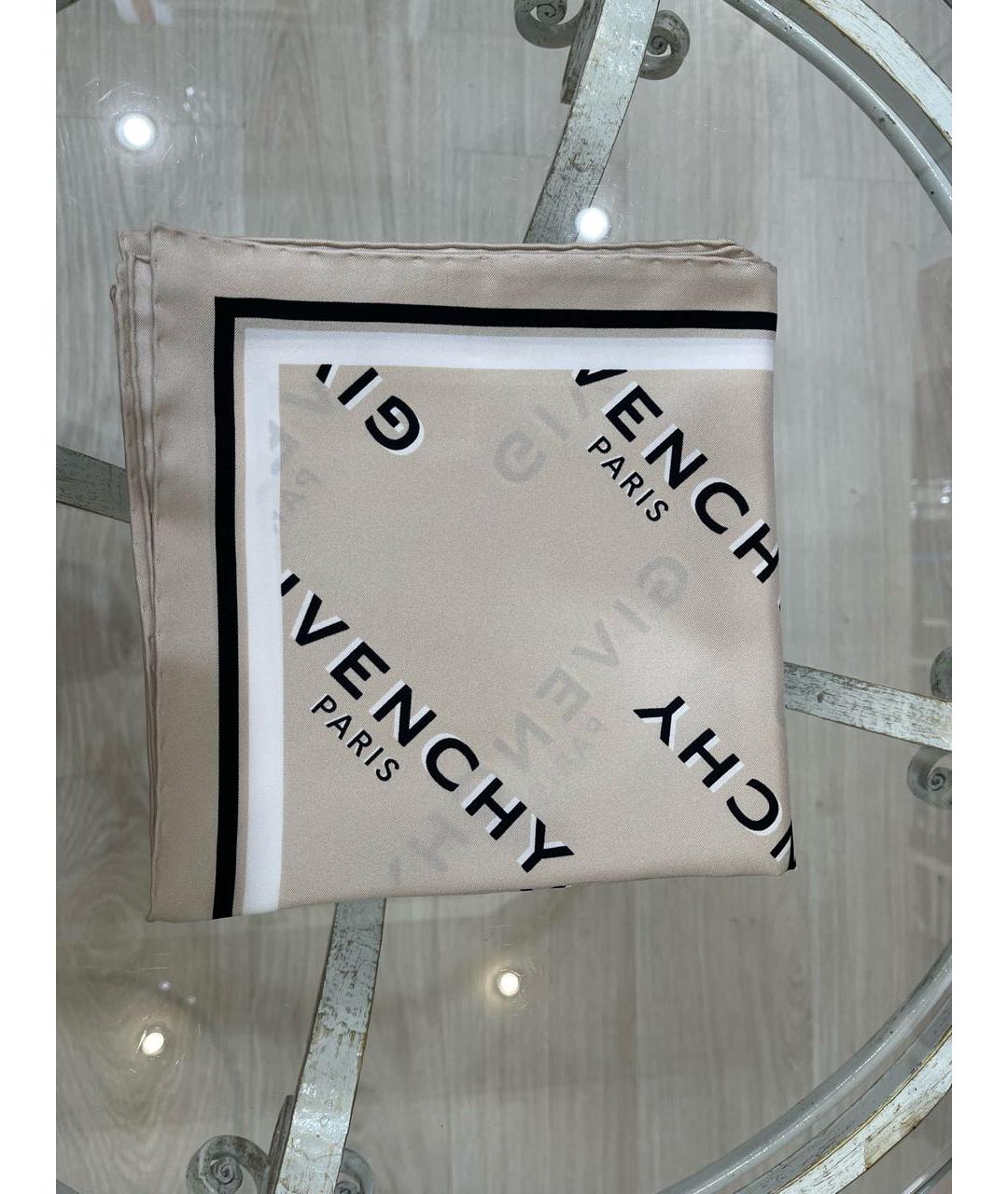 GIVENCHY Бежевый шелковый платок, фото 5