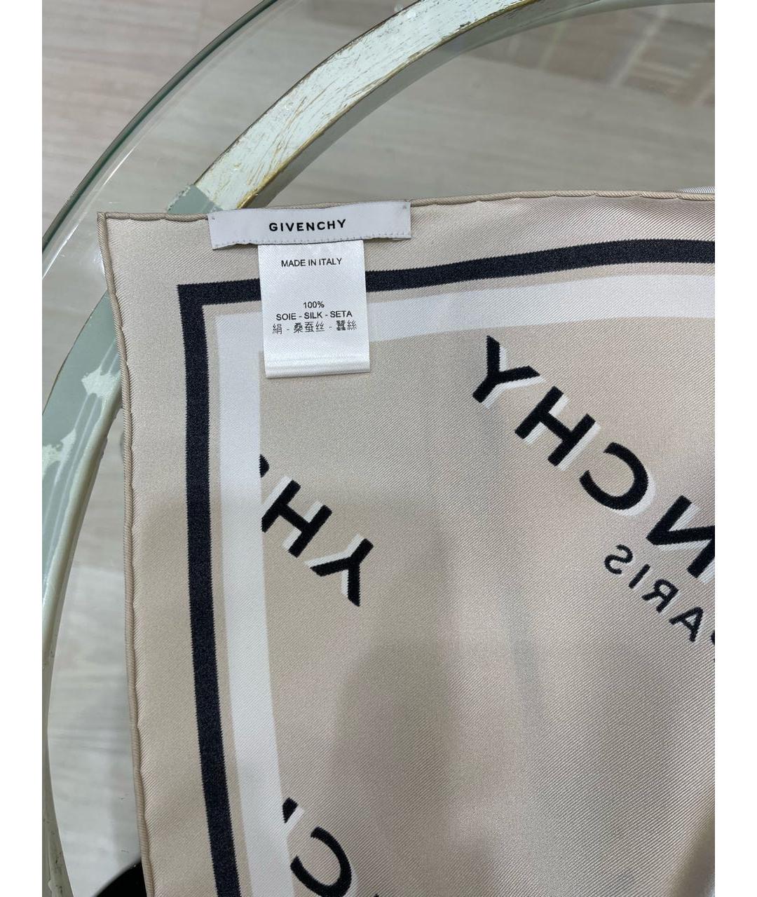 GIVENCHY Бежевый шелковый платок, фото 3