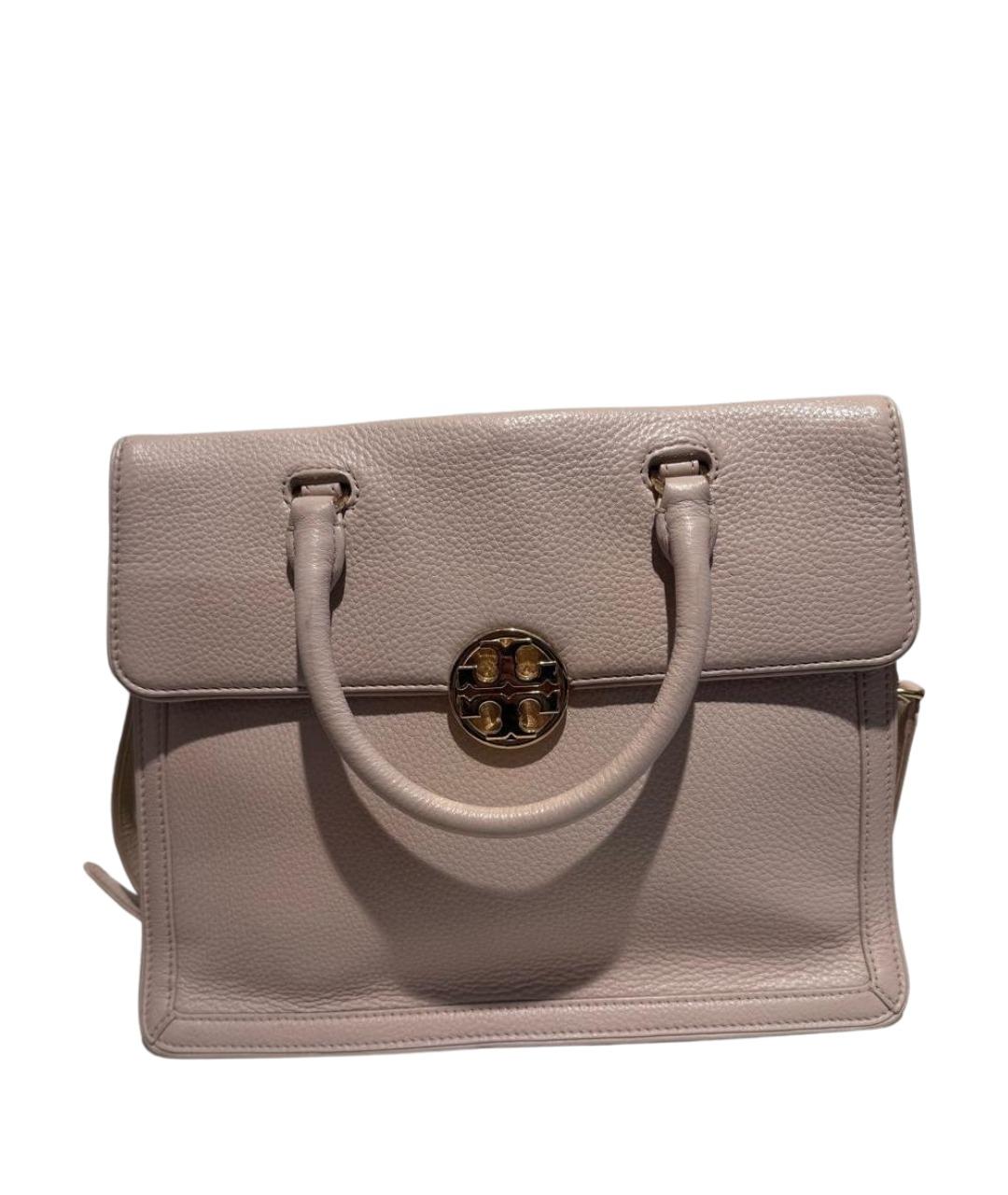 TORY BURCH Розовая кожаная сумка с короткими ручками, фото 1