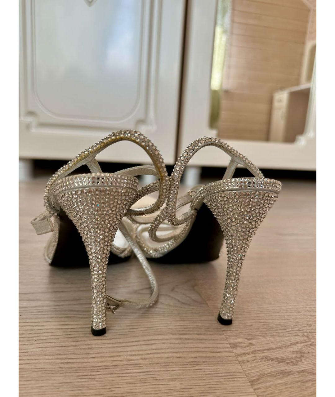 VALENTINO Серебряные кожаные босоножки, фото 3