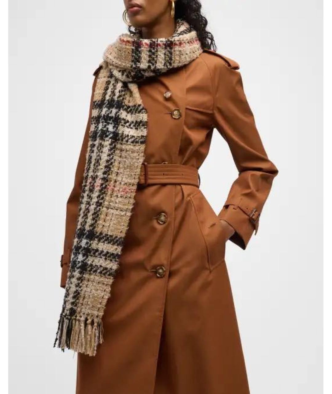 BURBERRY Бежевый шерстяной шарф, фото 8