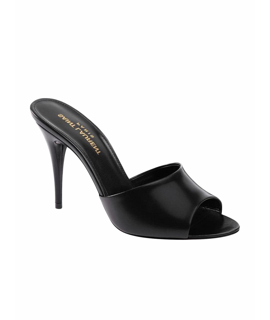 SAINT LAURENT Черные кожаные босоножки, фото 1