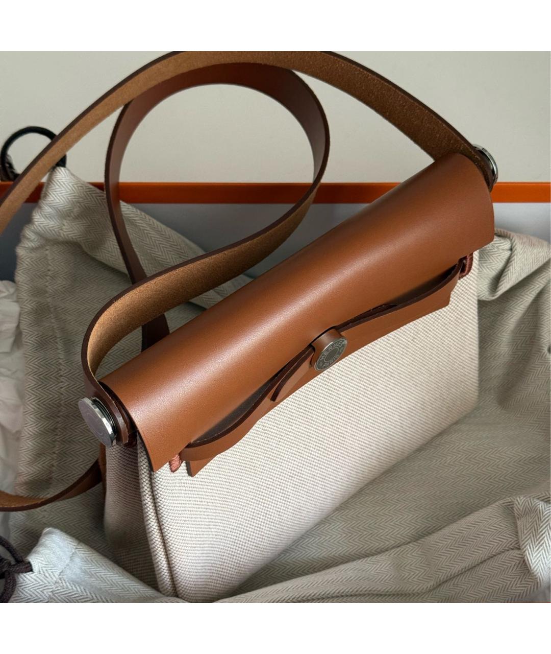 HERMES Коричневая тканевая сумка через плечо, фото 3