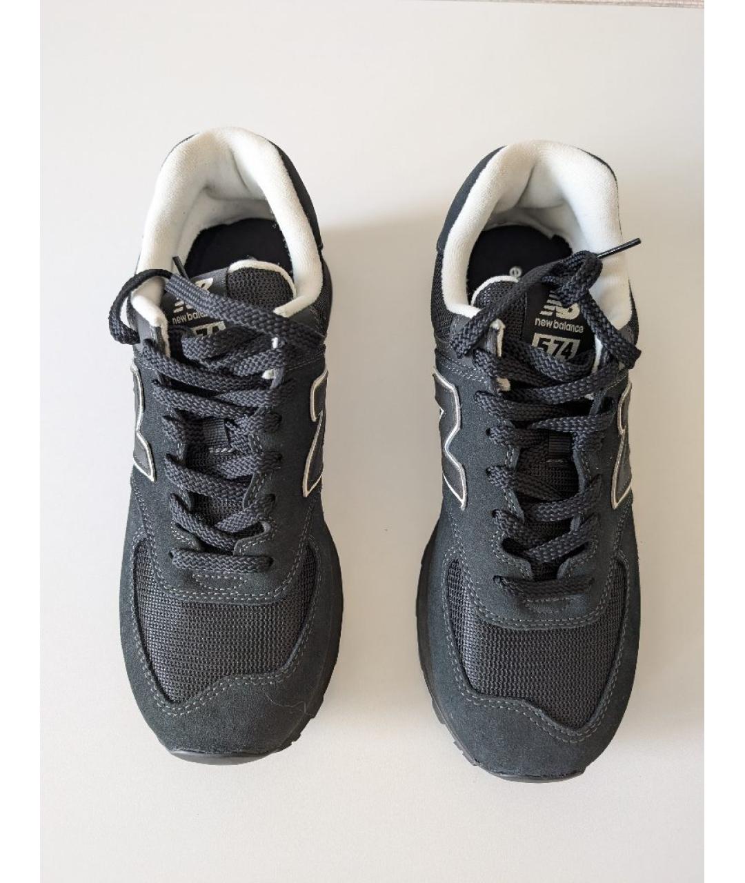 NEW BALANCE Черные замшевые низкие кроссовки / кеды, фото 2