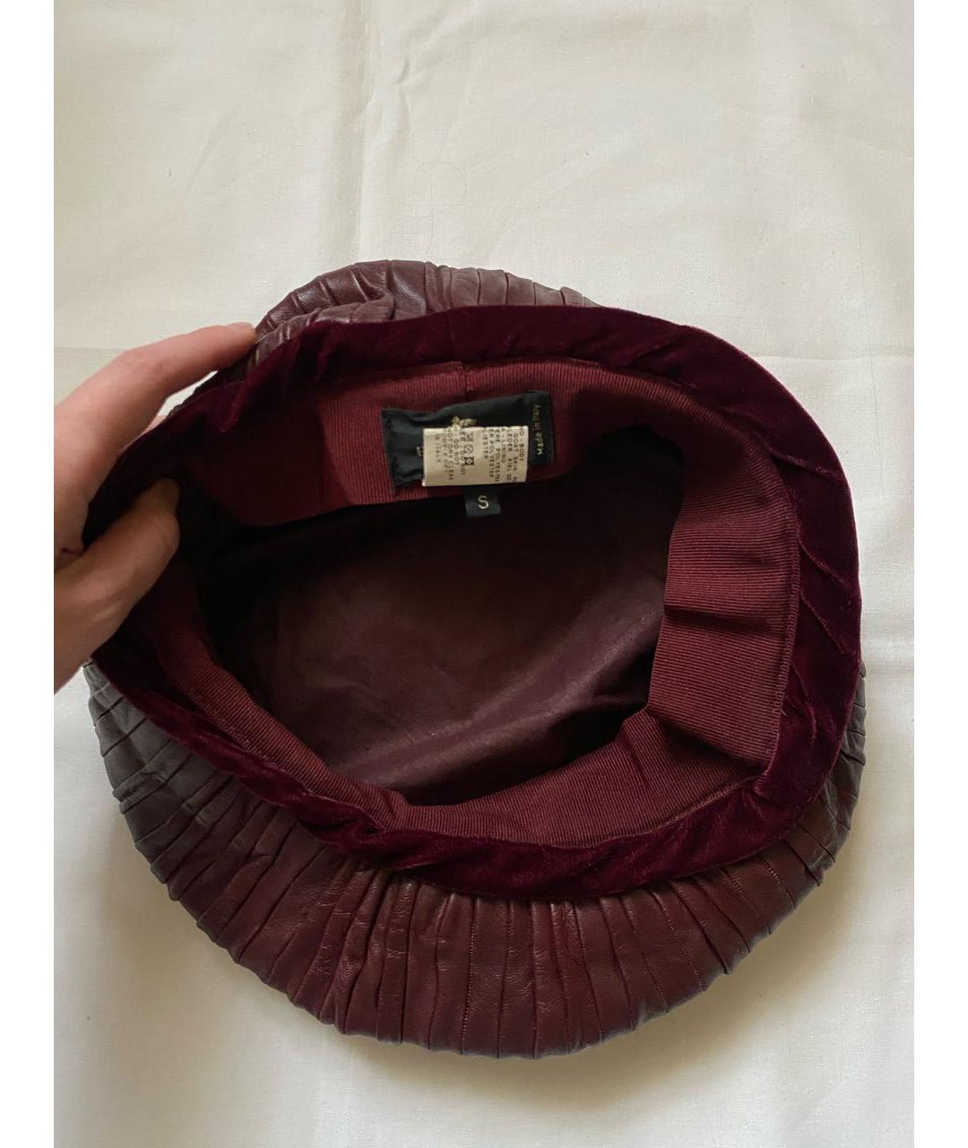 ETRO Бордовая кожаная шляпа, фото 7