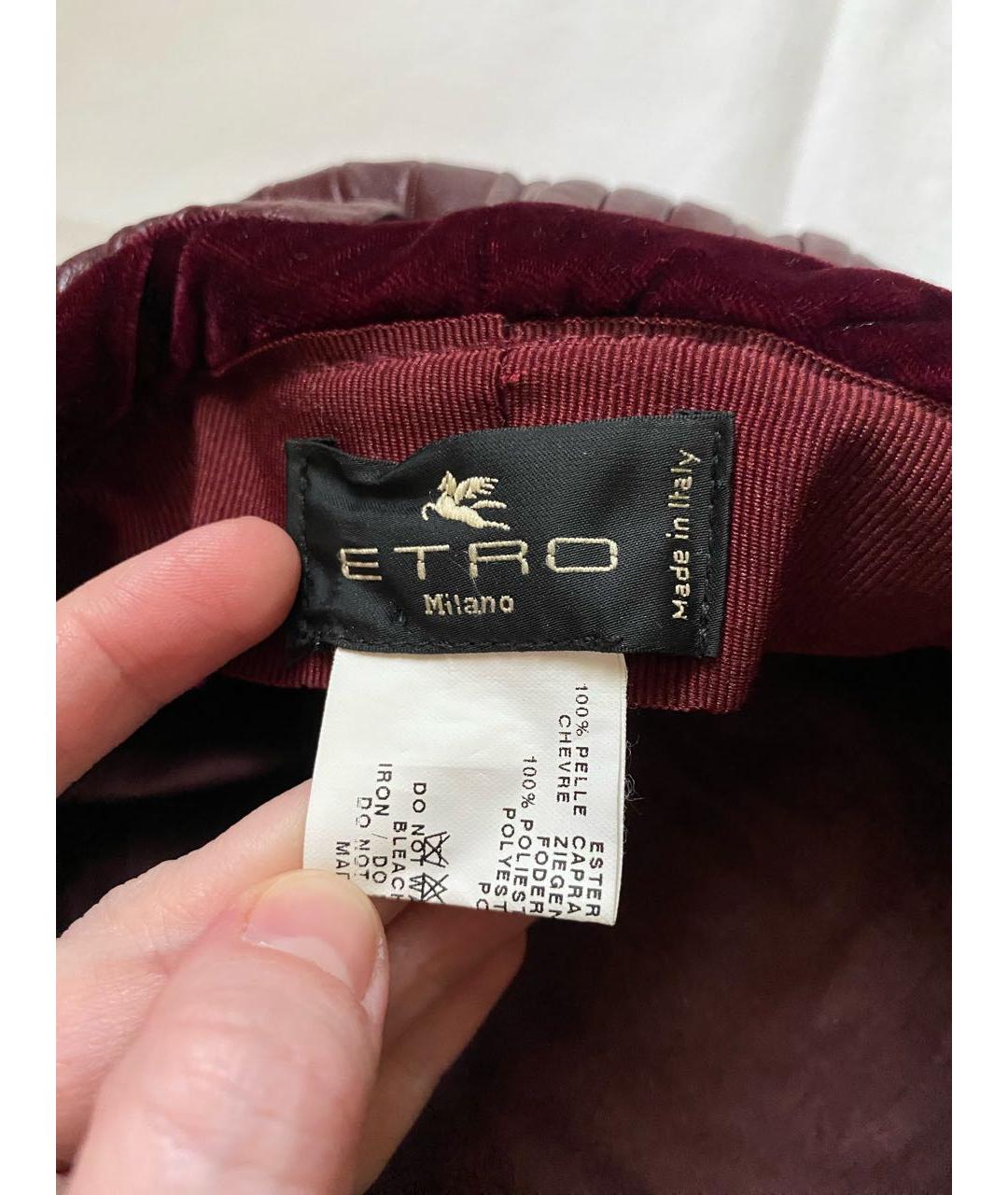 ETRO Бордовая кожаная шляпа, фото 4
