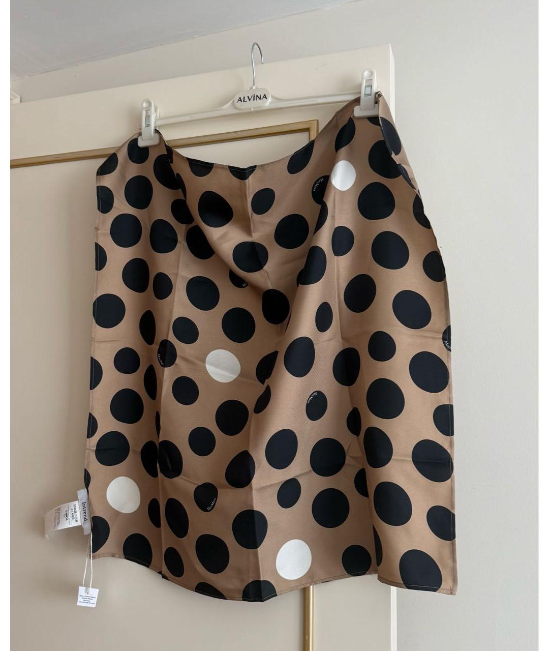 MAX MARA Бежевый шелковый платок, фото 6