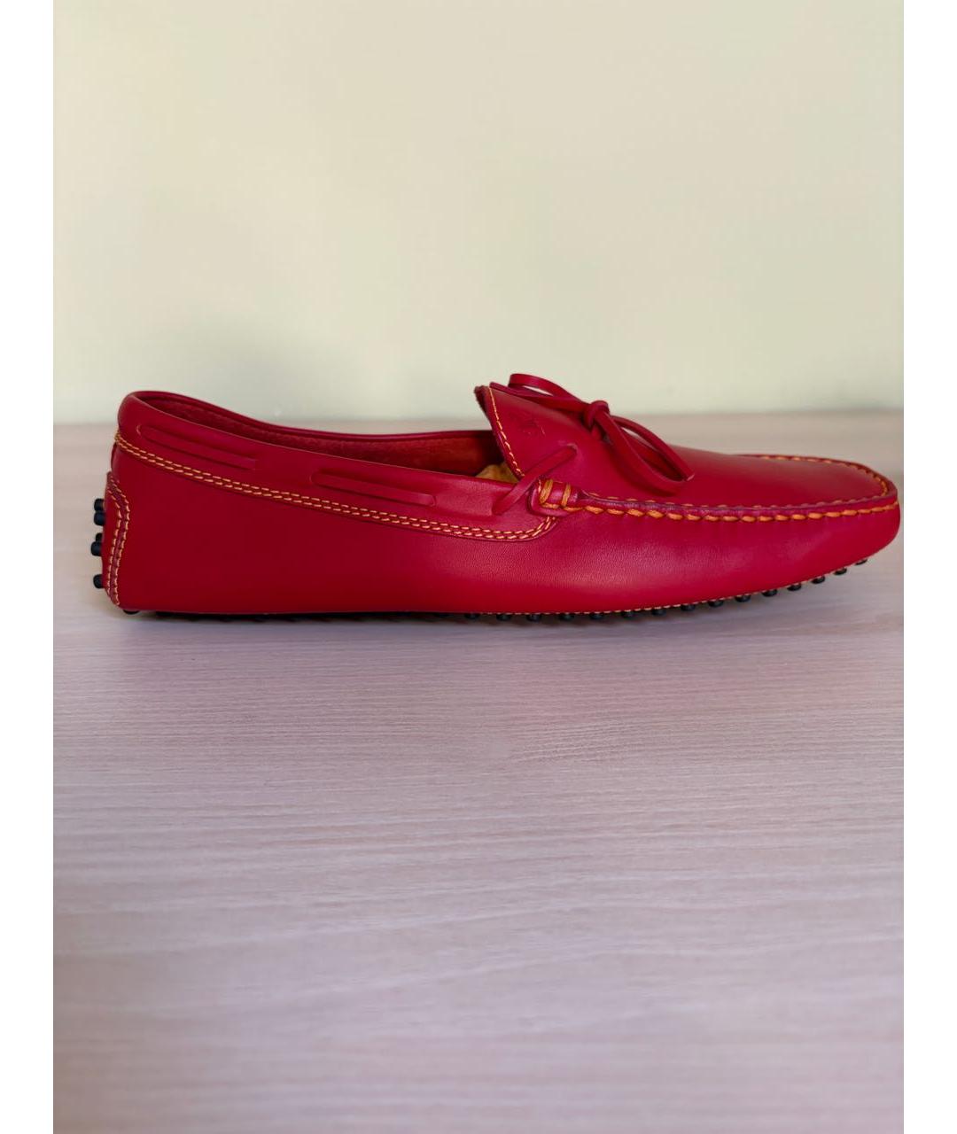TOD'S Красные кожаные мокасины, фото 3