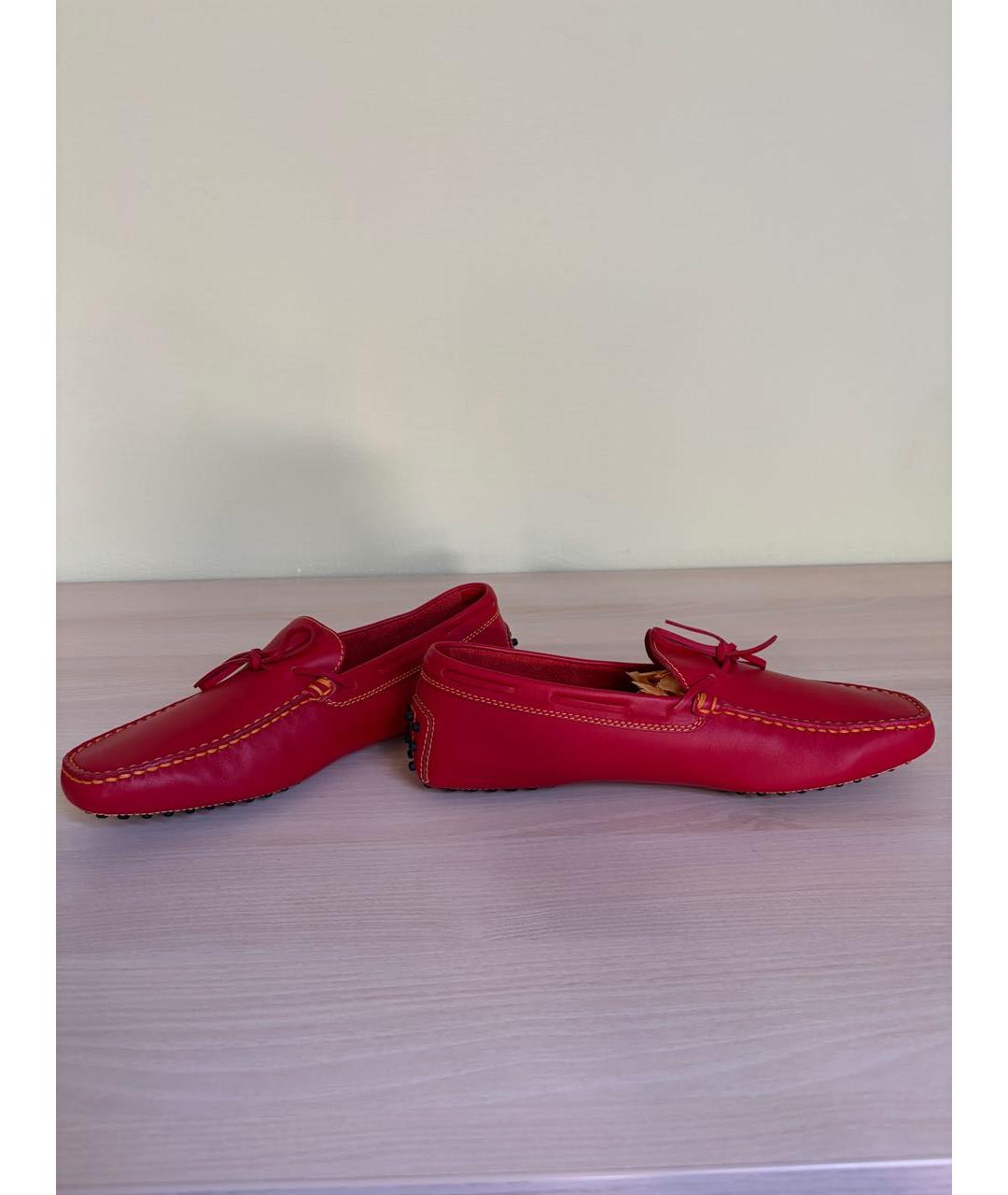 TOD'S Красные кожаные мокасины, фото 2