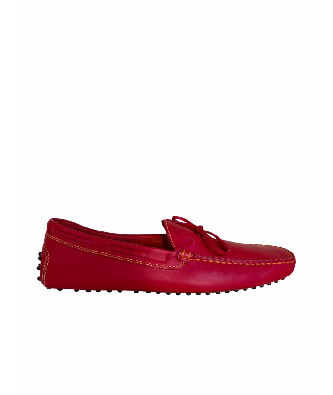 TOD'S Красные кожаные мокасины, фото 1