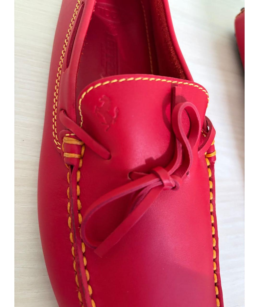 TOD'S Красные кожаные мокасины, фото 4