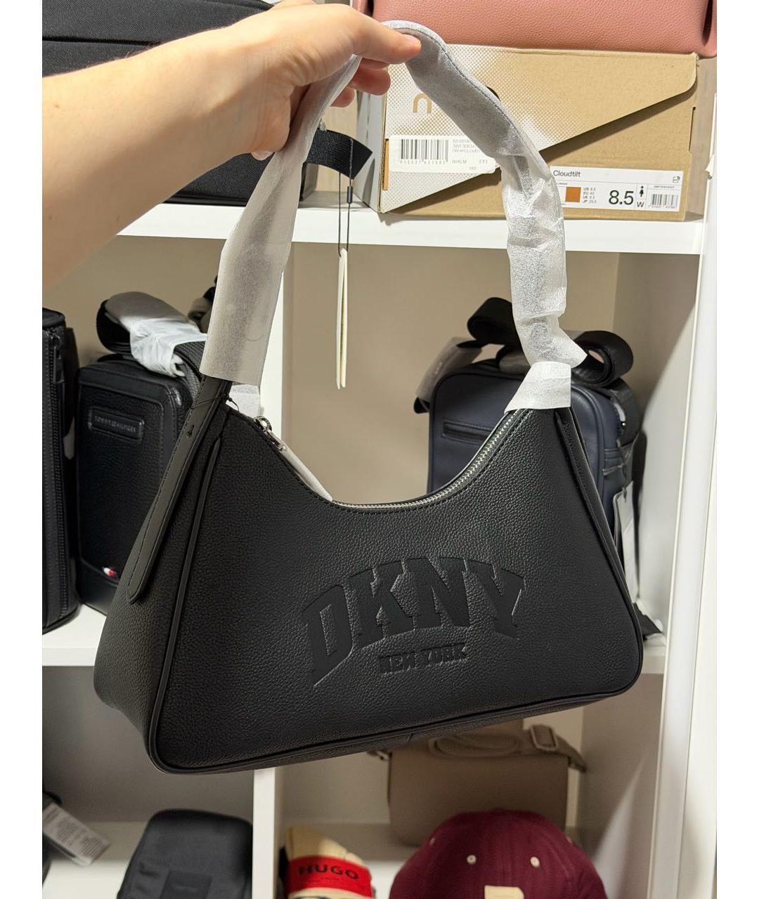 DKNY Черная сумка с короткими ручками из искусственной кожи, фото 6