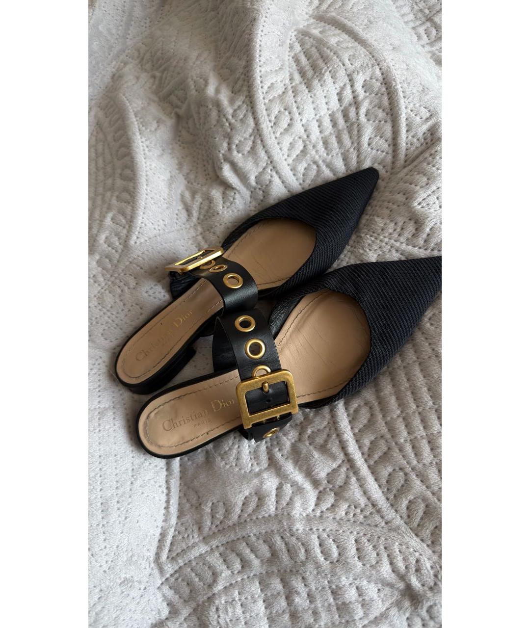 CHRISTIAN DIOR Черные кожаные мюли, фото 3