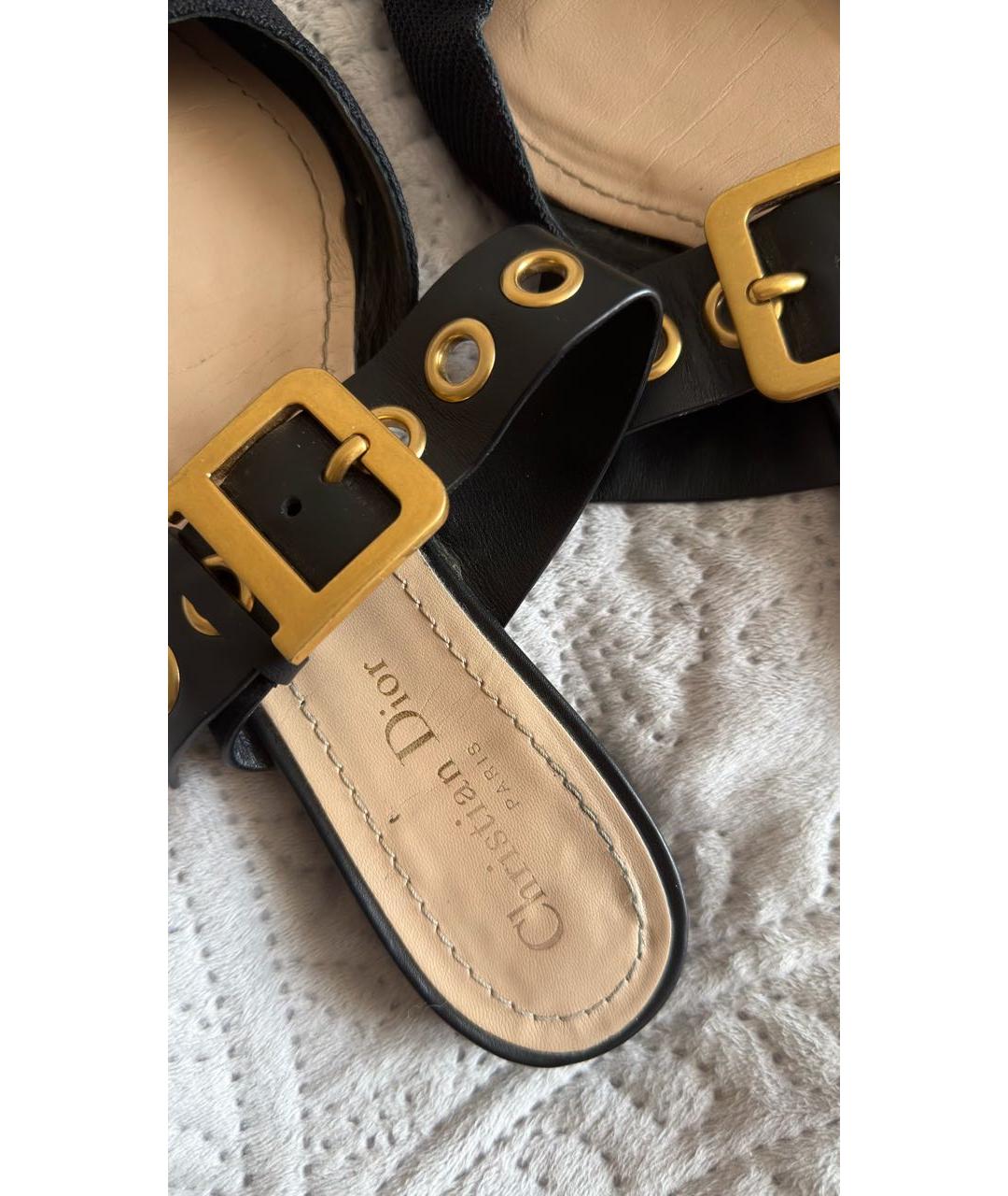 CHRISTIAN DIOR Черные кожаные мюли, фото 4