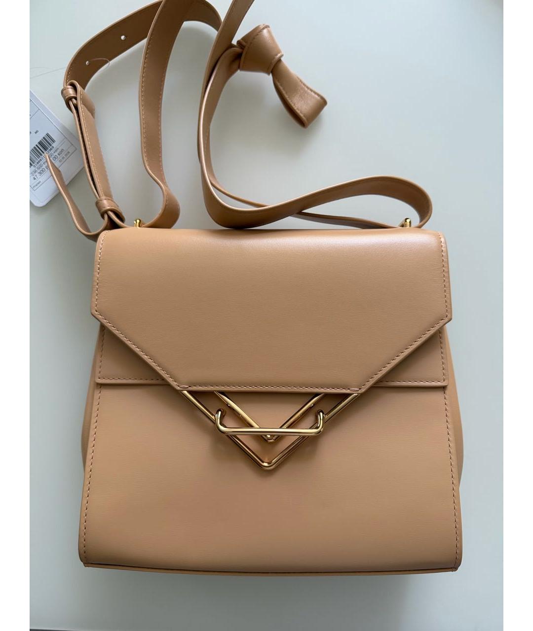 BOTTEGA VENETA Бежевая кожаная сумка через плечо, фото 4