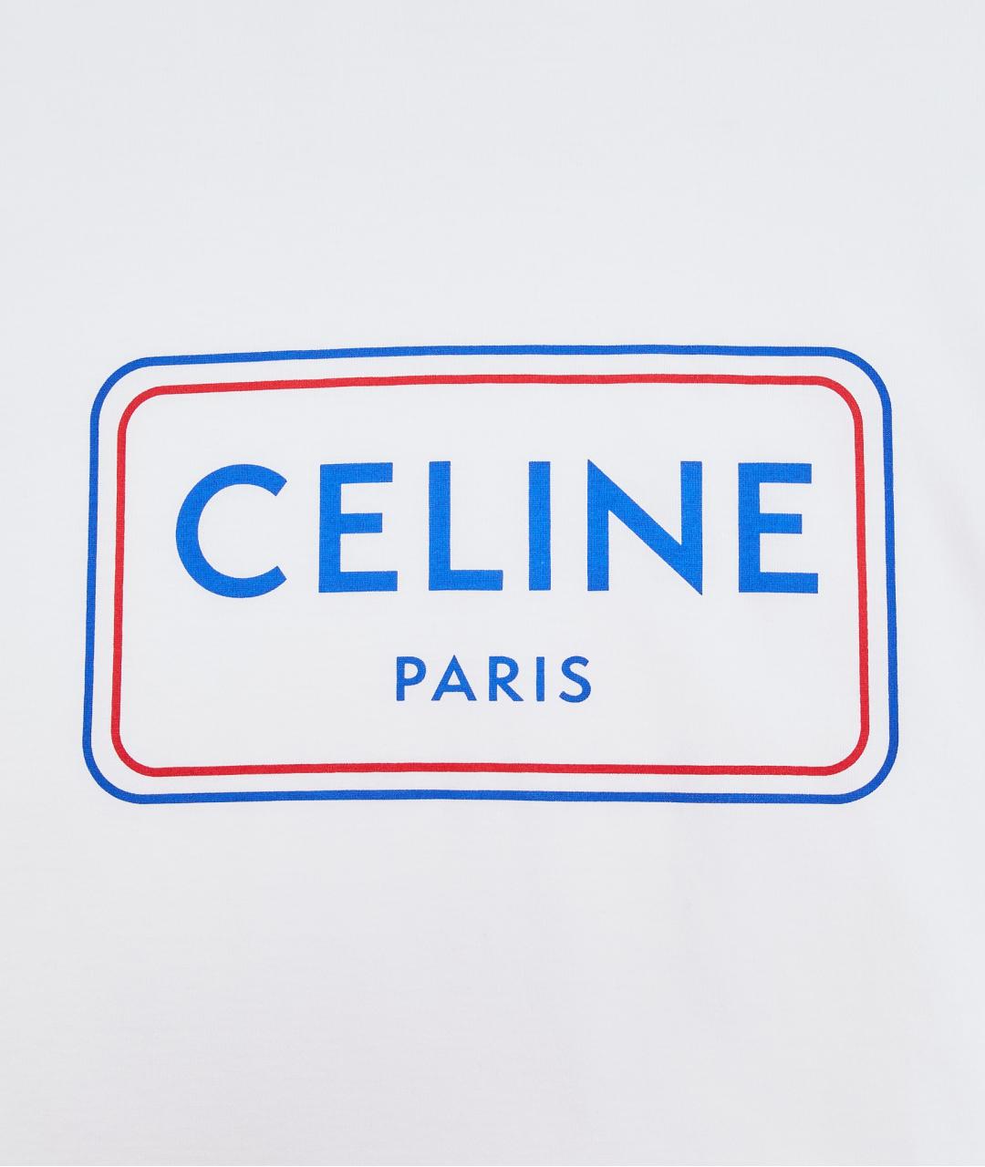 CELINE Белая хлопковая футболка, фото 4