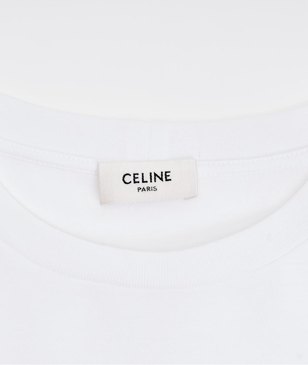 CELINE Белая хлопковая футболка, фото 3