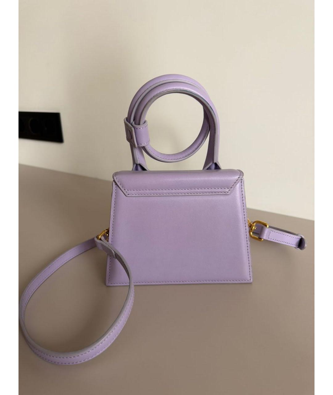 JACQUEMUS Фиолетовая кожаная сумка с короткими ручками, фото 3