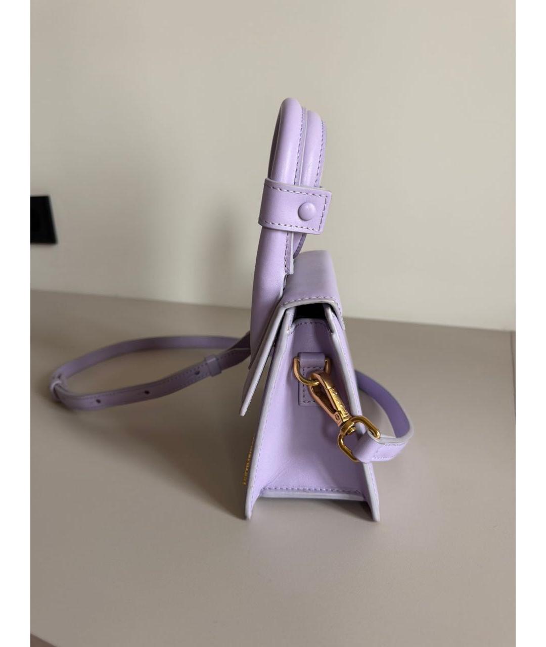 JACQUEMUS Фиолетовая кожаная сумка с короткими ручками, фото 2