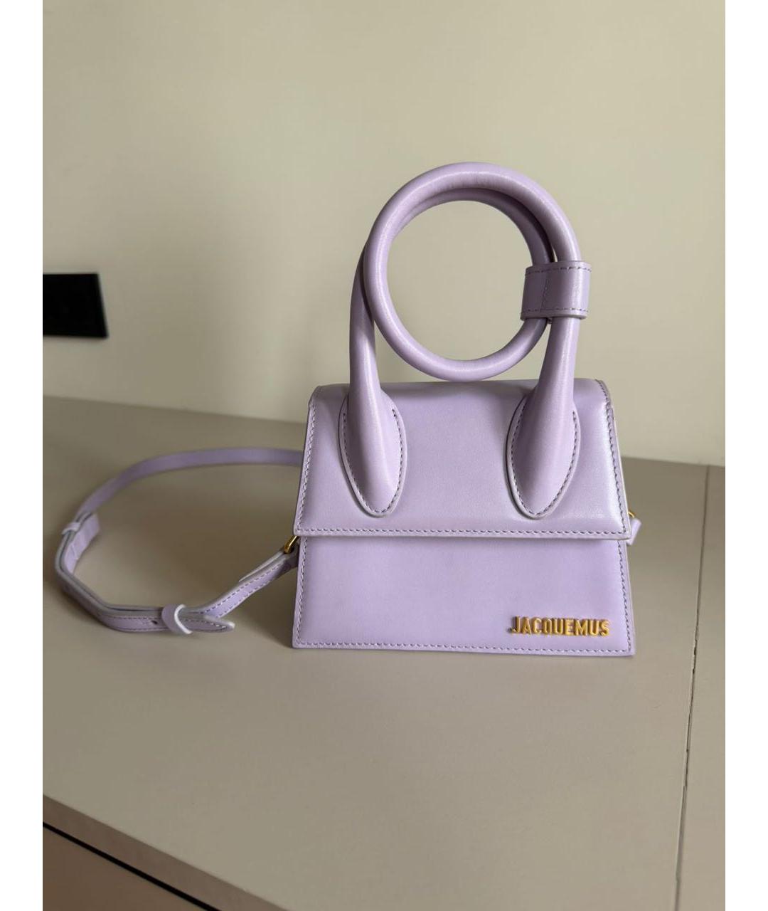 JACQUEMUS Фиолетовая кожаная сумка с короткими ручками, фото 5