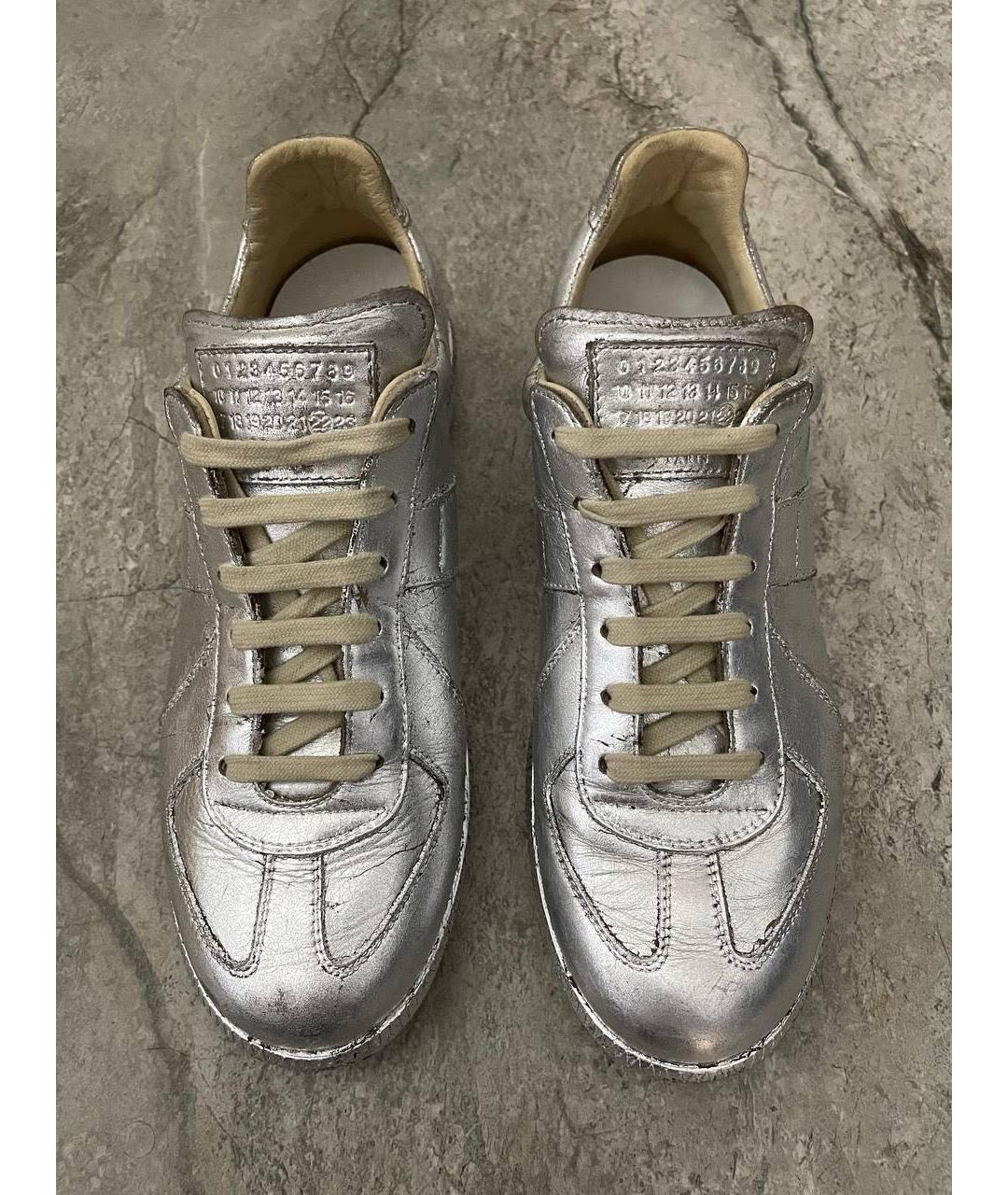 MAISON MARGIELA Серебряные низкие кроссовки / кеды, фото 2