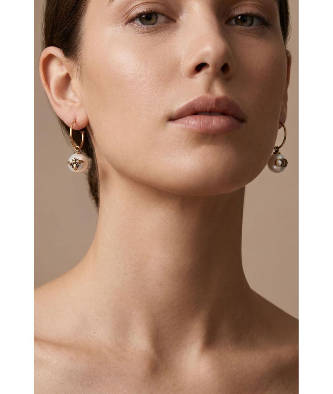 CHRISTIAN DIOR Золотые металлические серьги, фото 4