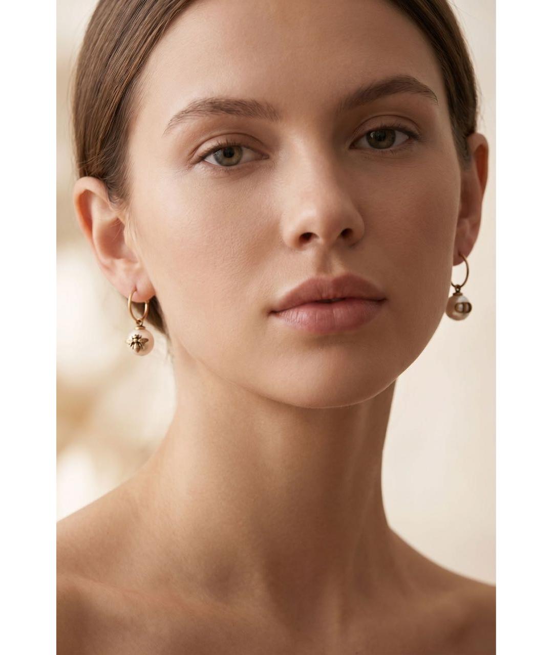 CHRISTIAN DIOR Золотые металлические серьги, фото 2