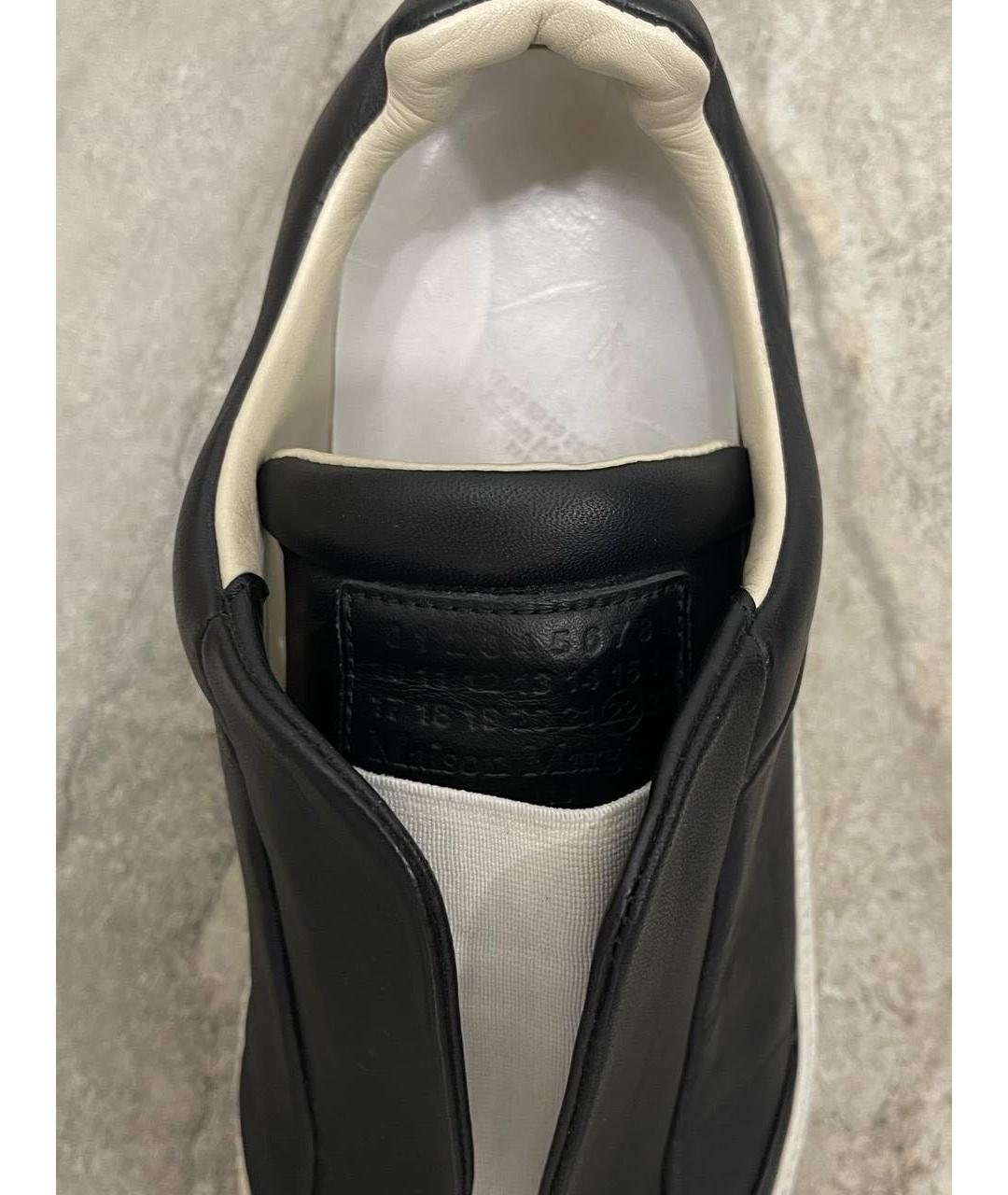MAISON MARGIELA Черные кожаные низкие кроссовки / кеды, фото 5