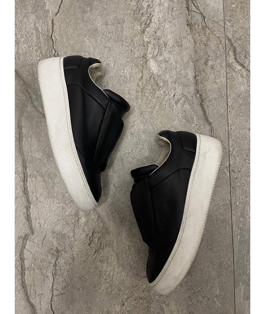 MAISON MARGIELA Черные кожаные низкие кроссовки / кеды, фото 6