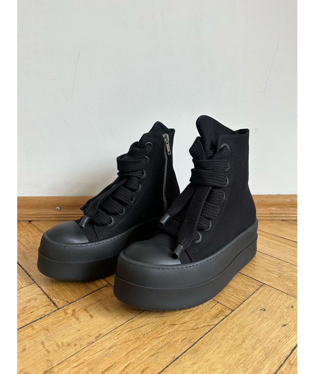 RICK OWENS DRKSHDW Черные высокие кроссовки / кеды, фото 2
